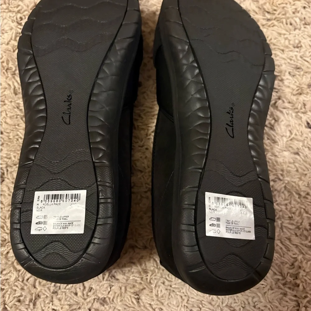 Clarks Women's Black Slip-On Comfort Loafers